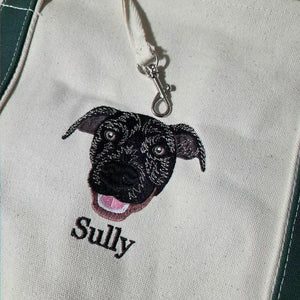 Custom Dog Portrait Tote Bag for Birthday Friend- Embroidered Pet Photo Full Color Bag & Name - Gift for Her