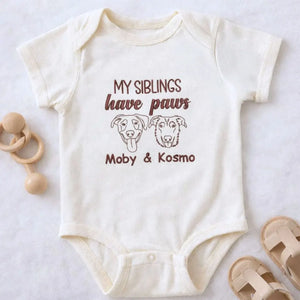 Personalized newborn baby onesie with embroidered dog portrait, soft cotton, ideal gift for pet-loving families