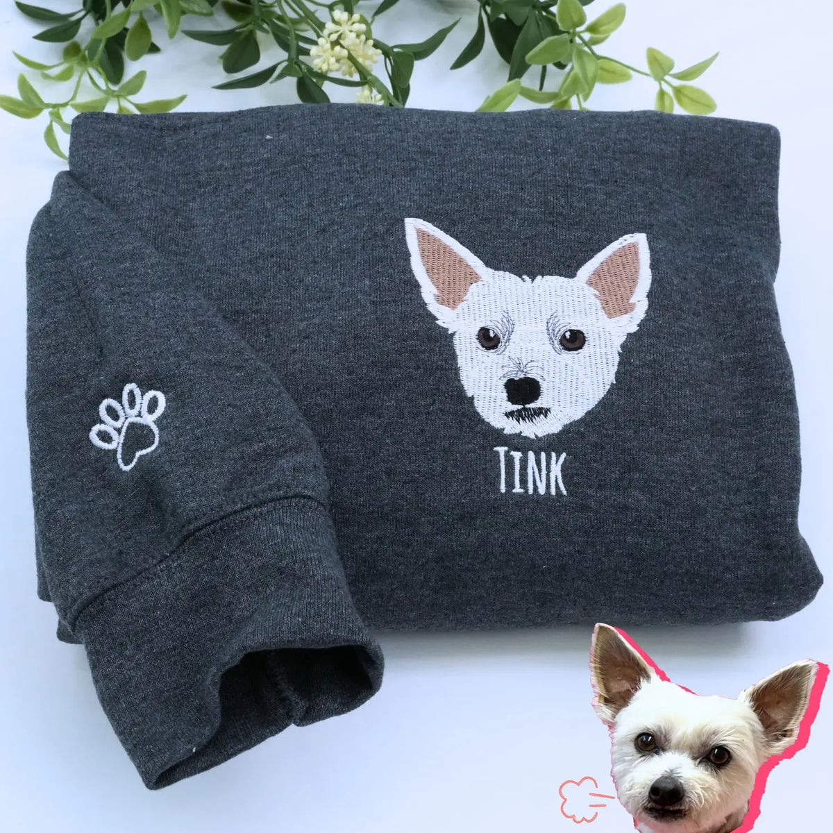 Custom Embroidered Dog Portraits Sweatshirt or Hoodie for Dog Lover