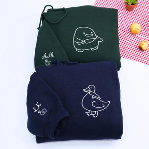 custom duck duck goose embroidered couple hoodies valentines gift