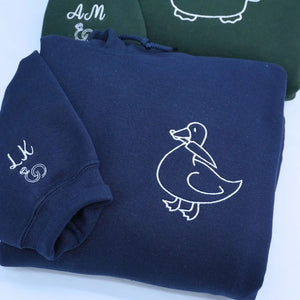 custom duck duck goose embroidered couple hoodies valentines gift