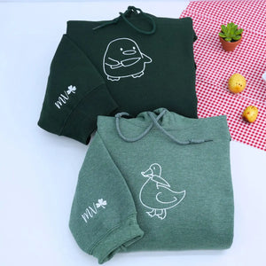 custom duck duck goose embroidered couple hoodies valentines gift