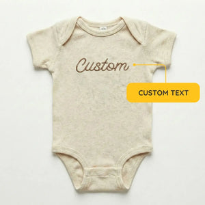 Custom embroidered baby onesie with personalized name text soft newborn outfit gift for baby shower