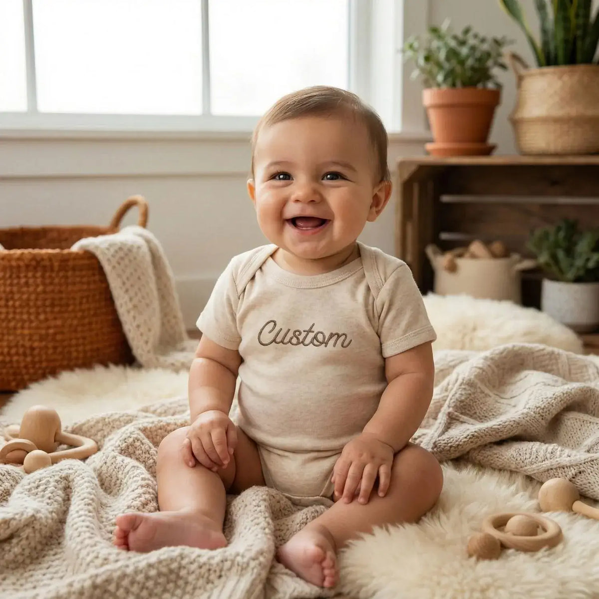 Custom embroidered baby onesie with personalized name text soft newborn outfit gift for baby shower