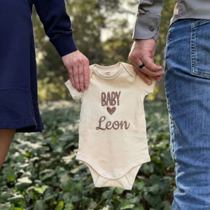 Custom embroidered baby onesie with personalized name text soft newborn outfit gift for baby shower