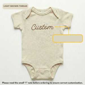 Custom embroidered baby onesie with personalized name text soft newborn outfit gift for baby shower