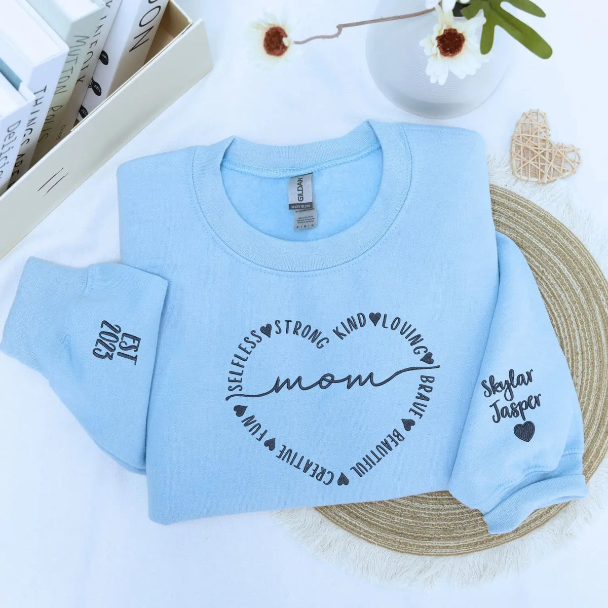 Custom embroidered Beautiful Mom sweatshirt personalized Mother’s Day gift from daughter in soft cotton fabric