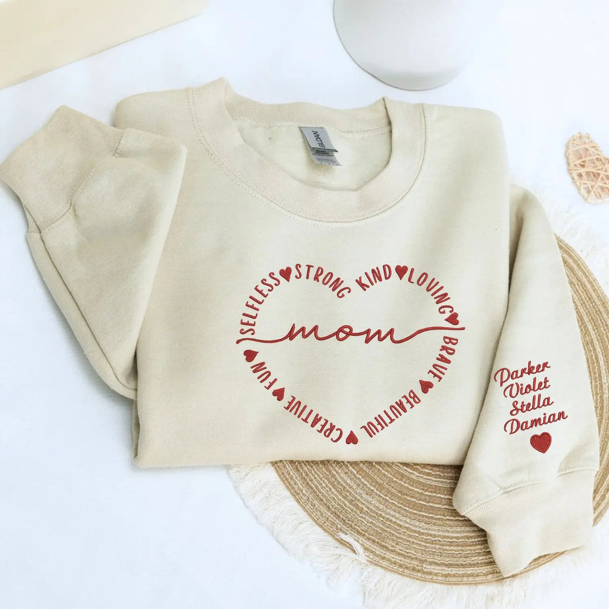 Custom embroidered Beautiful Mom sweatshirt personalized Mother’s Day gift from daughter in soft cotton fabric