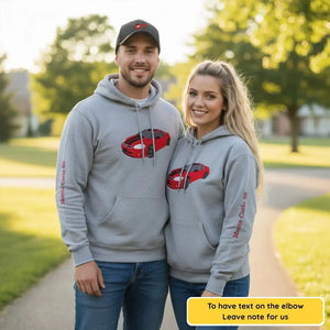 Custom embroidered car hoodie with personalized car name, minimalist design, perfect Valentine’s Day gift for car lovers
