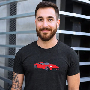 Custom embroidered car T-shirt featuring personalized vehicle design for car lovers
