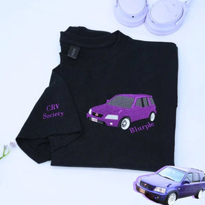 Custom embroidered car T-shirt featuring personalized vehicle design for car lovers
