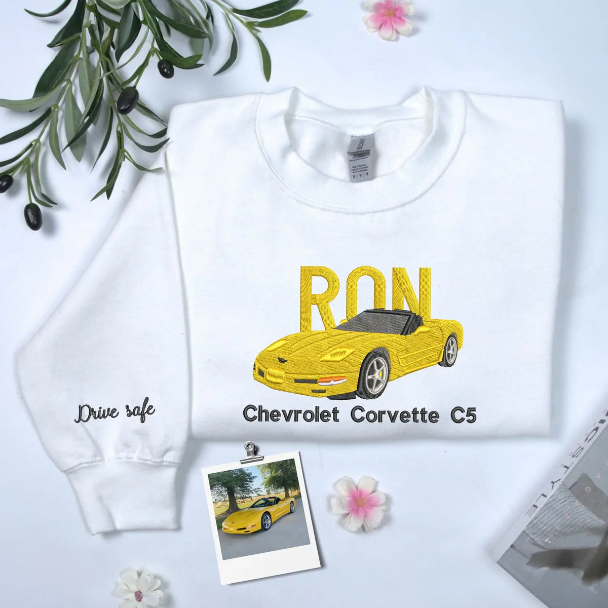 Custom embroidered car hoodie with personalized car name, minimalist design, perfect Valentine’s Day gift for car lovers
