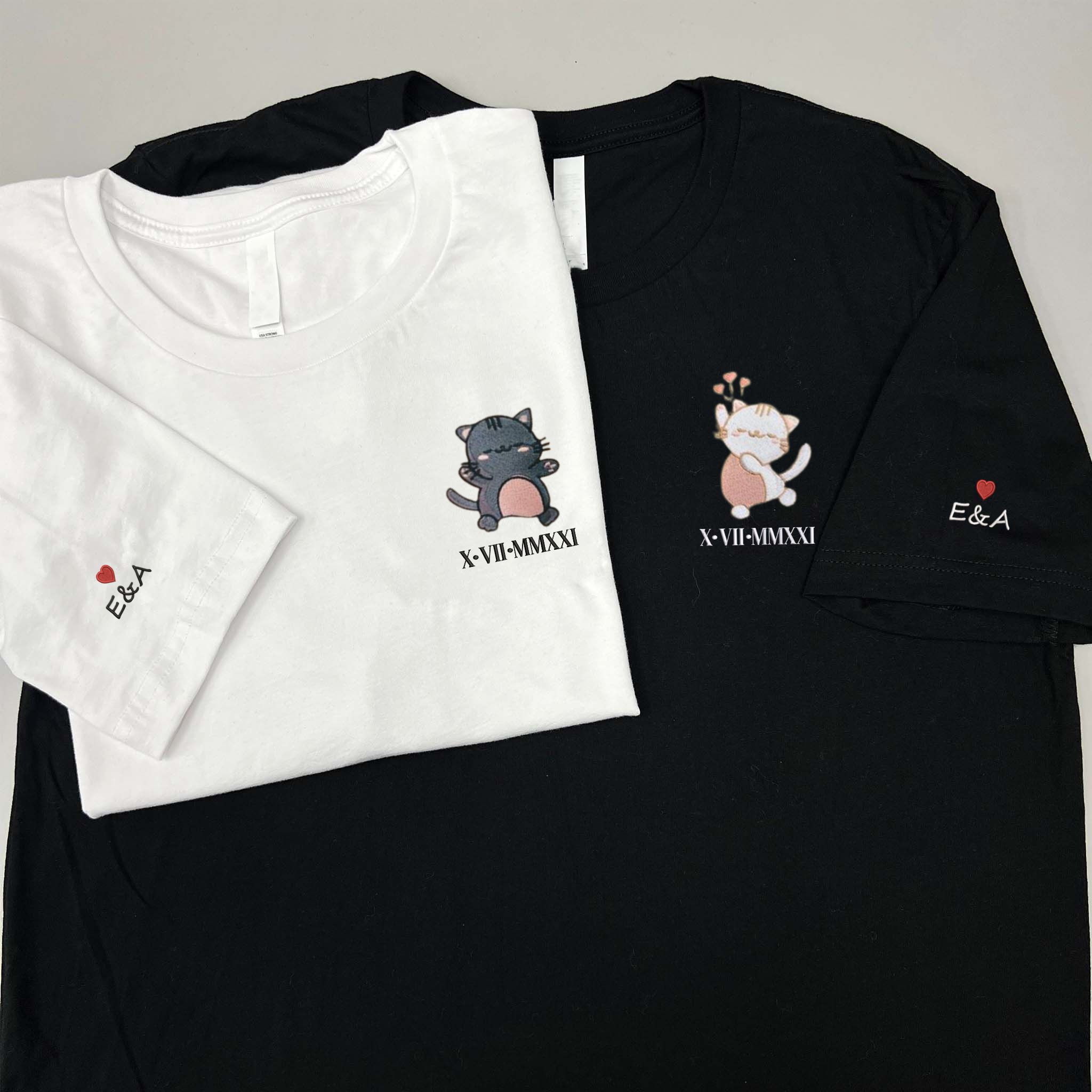 Matching Couple Duck Tshirt, Custom Embroidered On Sleeve