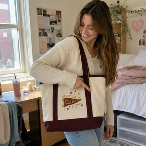 Personalized New Students College Pennant Embroidered Tote Bag with Name