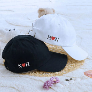 Custom embroidered heart puzzle matching hats for couples