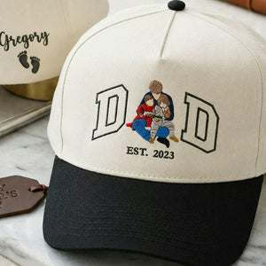 Custom Embroidered Dad Hat Photo Portrait - Father's Day Gift for Him, First Time Dad Est Year