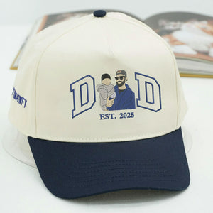 Custom Embroidered Dad Hat Photo Portrait - Father's Day Gift for Him, First Time Dad Est Year