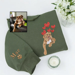 Custom embroidered dog portrait sweatshirt for her made from pet photo, Valentine gift for dog lovers