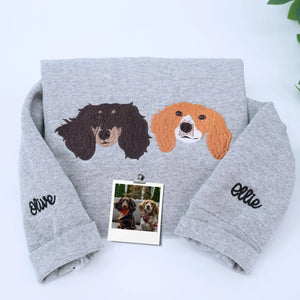 Custom embroidered dog portrait sweatshirt for her made from pet photo, Valentine gift for dog lovers