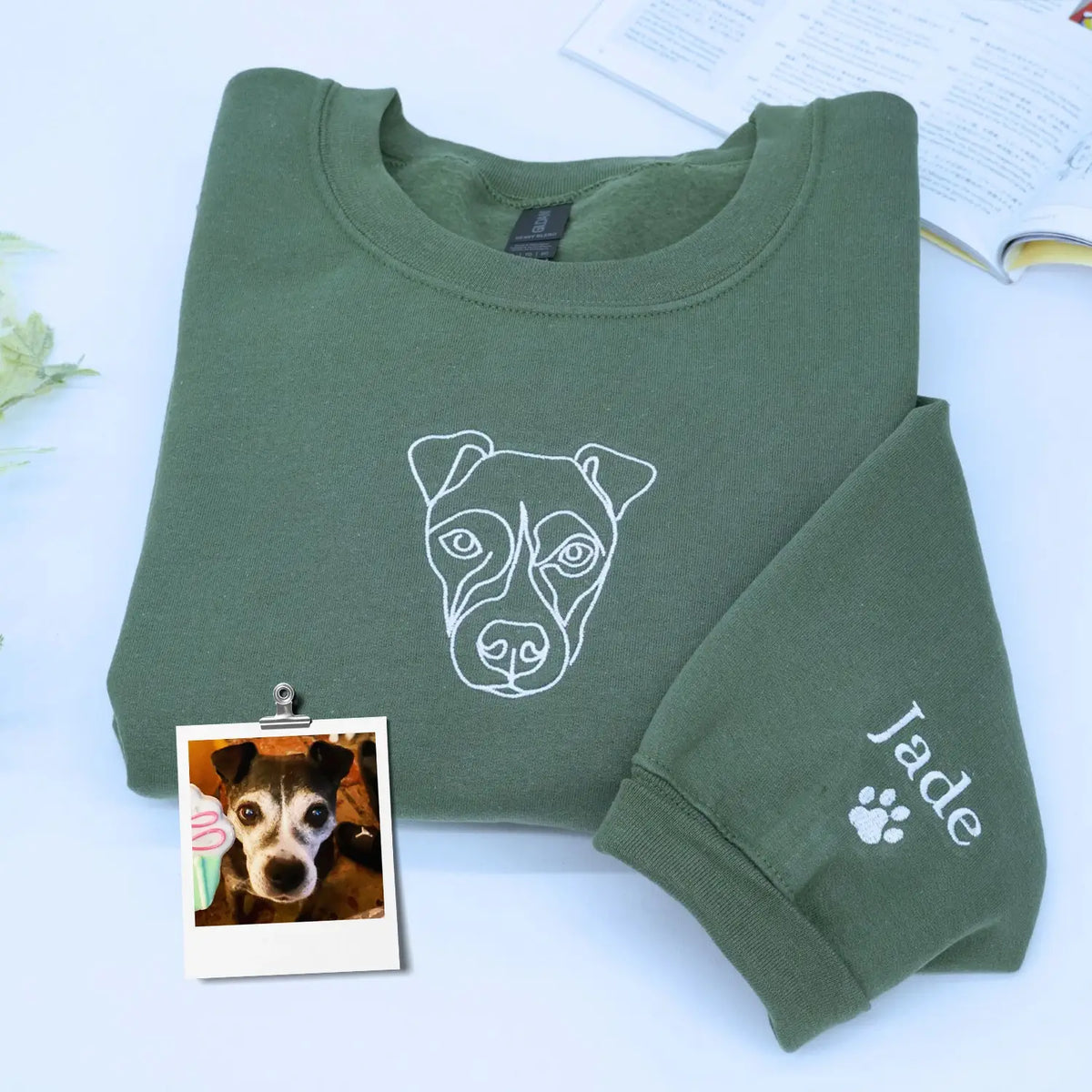 Custom embroidered dog portrait sweatshirt for her made from pet photo, Valentine gift for dog lovers