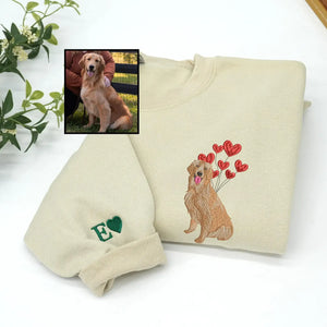 Custom embroidered dog portrait sweatshirt for her made from pet photo, Valentine gift for dog lovers