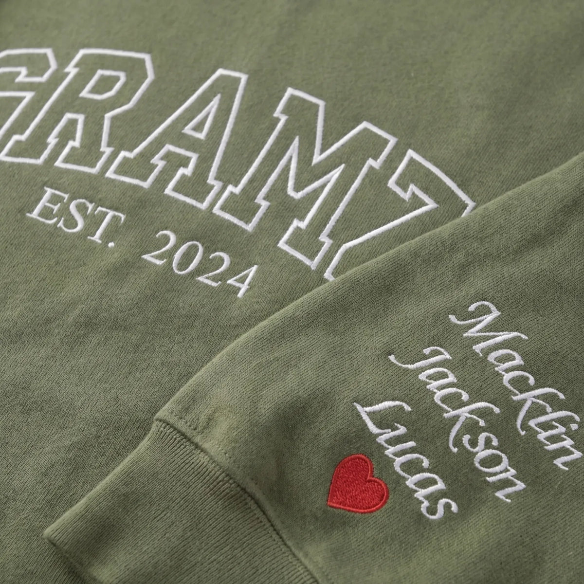 Personalized Gramz Sweatshirt with Grandkids Names - Custom Grandma Est Year Embroidered Gift