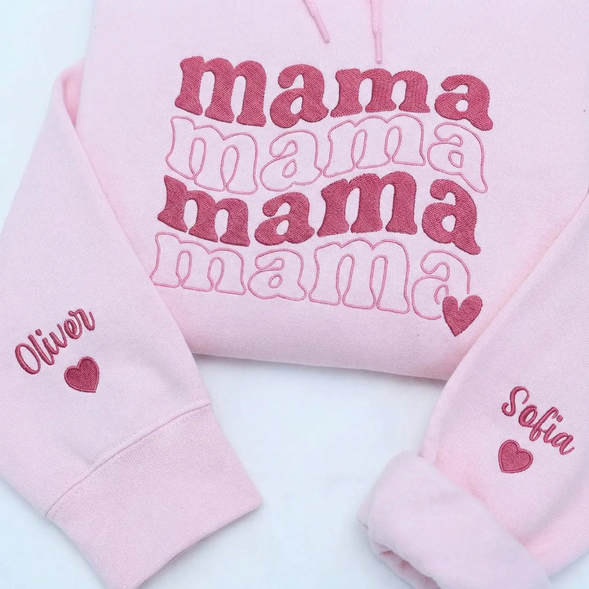Custom Embroidered Groovy Mama Sweatshirt or Hoodie with Name on Sleeve, Mother's Day gift for Daughter