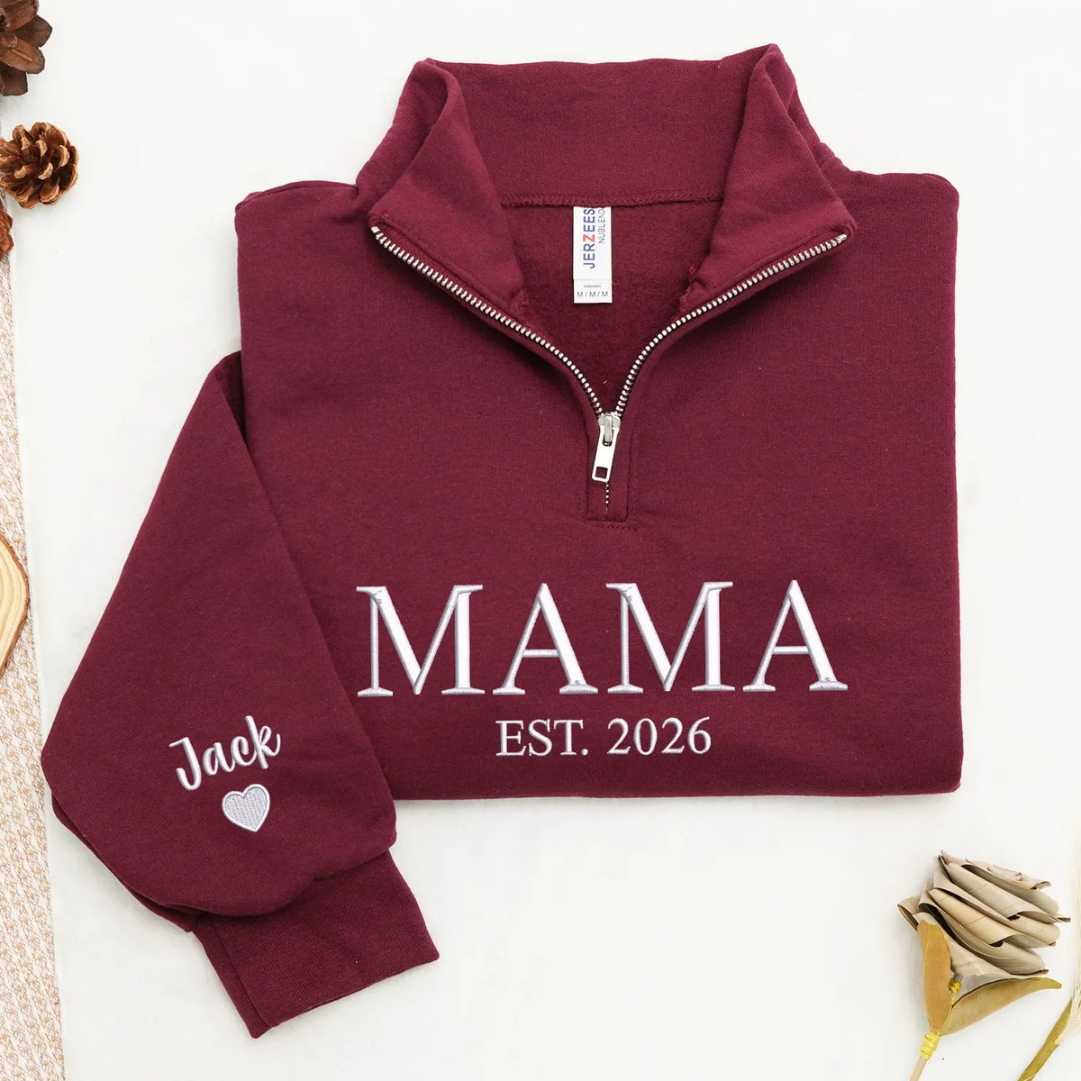 Personalized Mama Quarter Zip for Granddaughter - Embroidered Gift for Mother's Day, Birthday