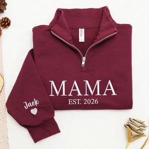 Personalized Mama Quarter Zip for Granddaughter - Embroidered Gift for Mother's Day, Birthday
