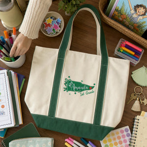 Personalized Teacher Flag Tote Bag with Embroidered Name and Grade