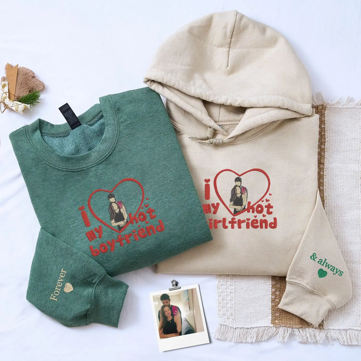 Personalized couple embroidery sweatshirt anniversary gift