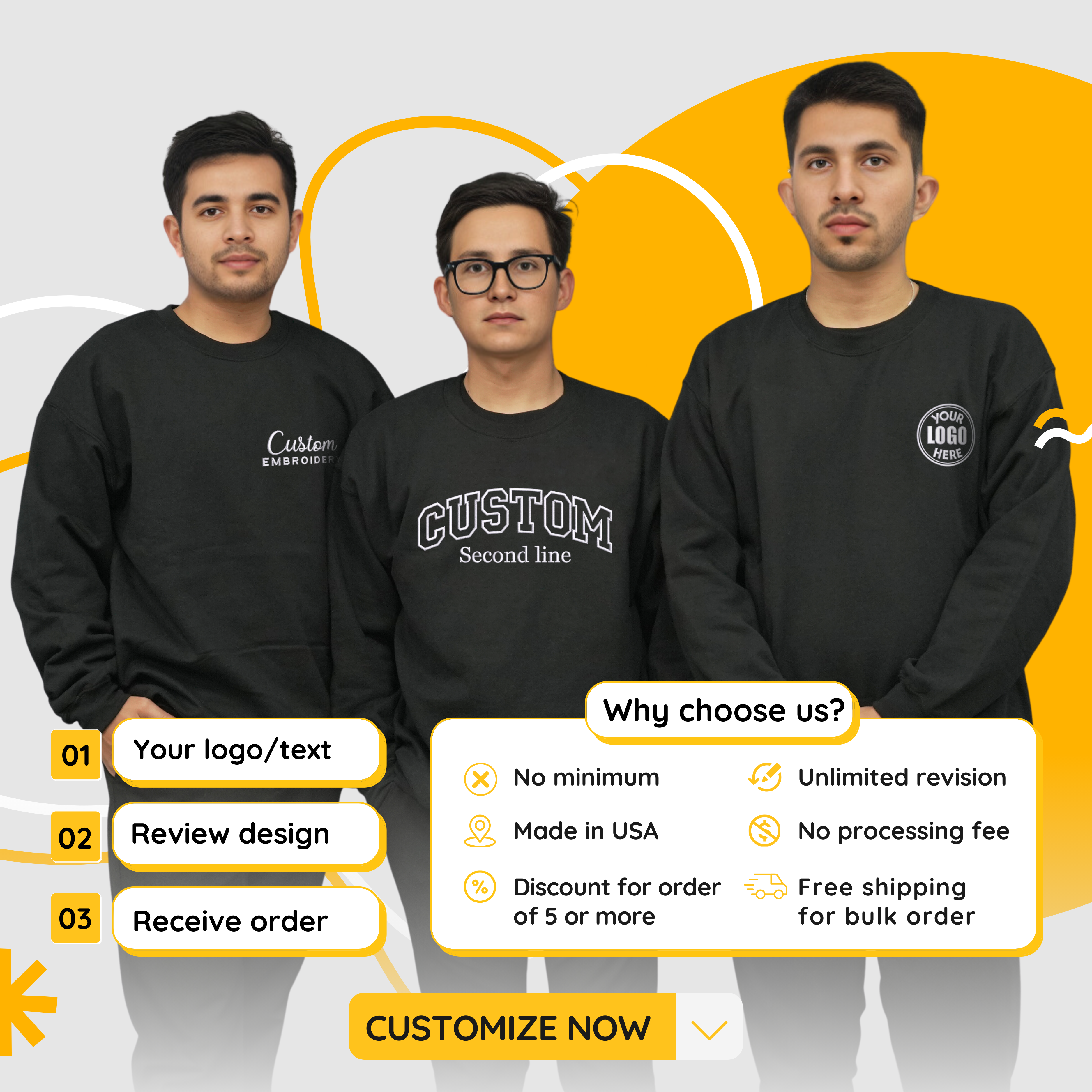 Make Your Own Sweatshirt with Embroidery Logo, Any Text or Photo - Embroly