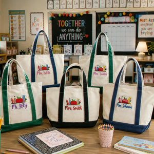 Personalized Elementary Teacher Team Name Embroidered Tote Bag