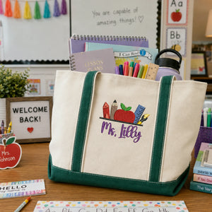 Personalized Elementary Teacher Team Name Embroidered Tote Bag