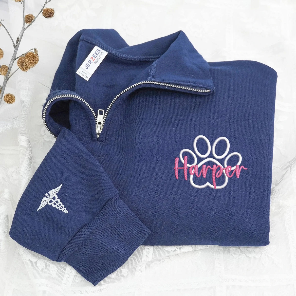 Personalized Paw Print Vet Medicine Quarter Zip, Custom Name Veterinary Pullover, Staff Appreciation Gift Idea