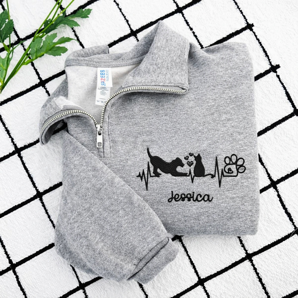 Personalized Gift for Veterinarians Vet Week with Vet Tech Name Embroidered Quarter Zip Sweatshirt