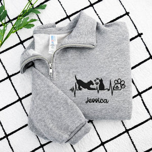 Personalized Gift for Veterinarians Vet Week with Vet Tech Name Embroidered Quarter Zip Sweatshirt