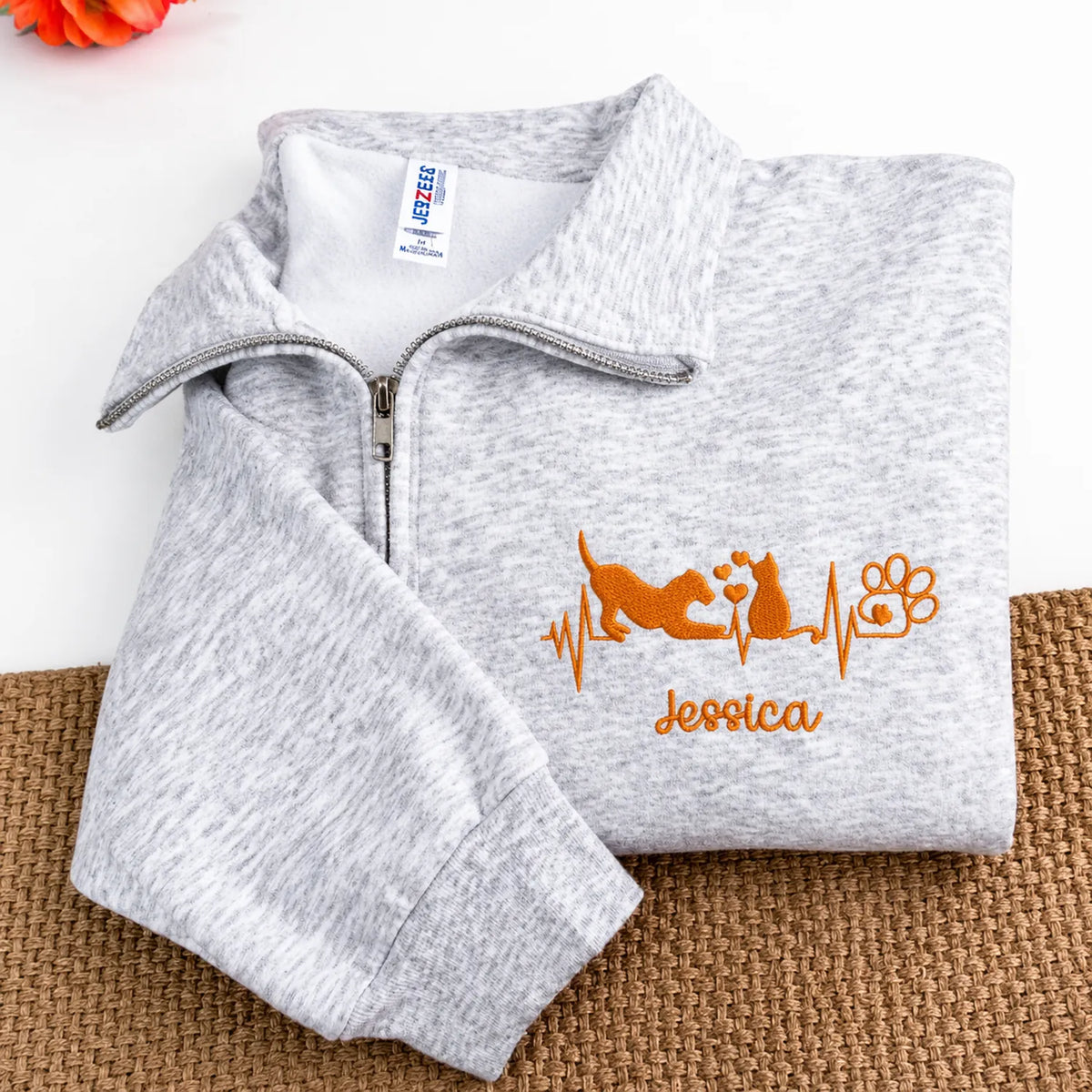 Personalized Gift for Veterinarians Vet Week with Vet Tech Name Embroidered Quarter Zip Sweatshirt