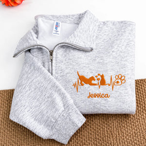 Personalized Gift for Veterinarians Vet Week with Vet Tech Name Embroidered Quarter Zip Sweatshirt