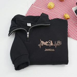 Personalized Gift for Veterinarians Vet Week with Vet Tech Name Embroidered Quarter Zip Sweatshirt