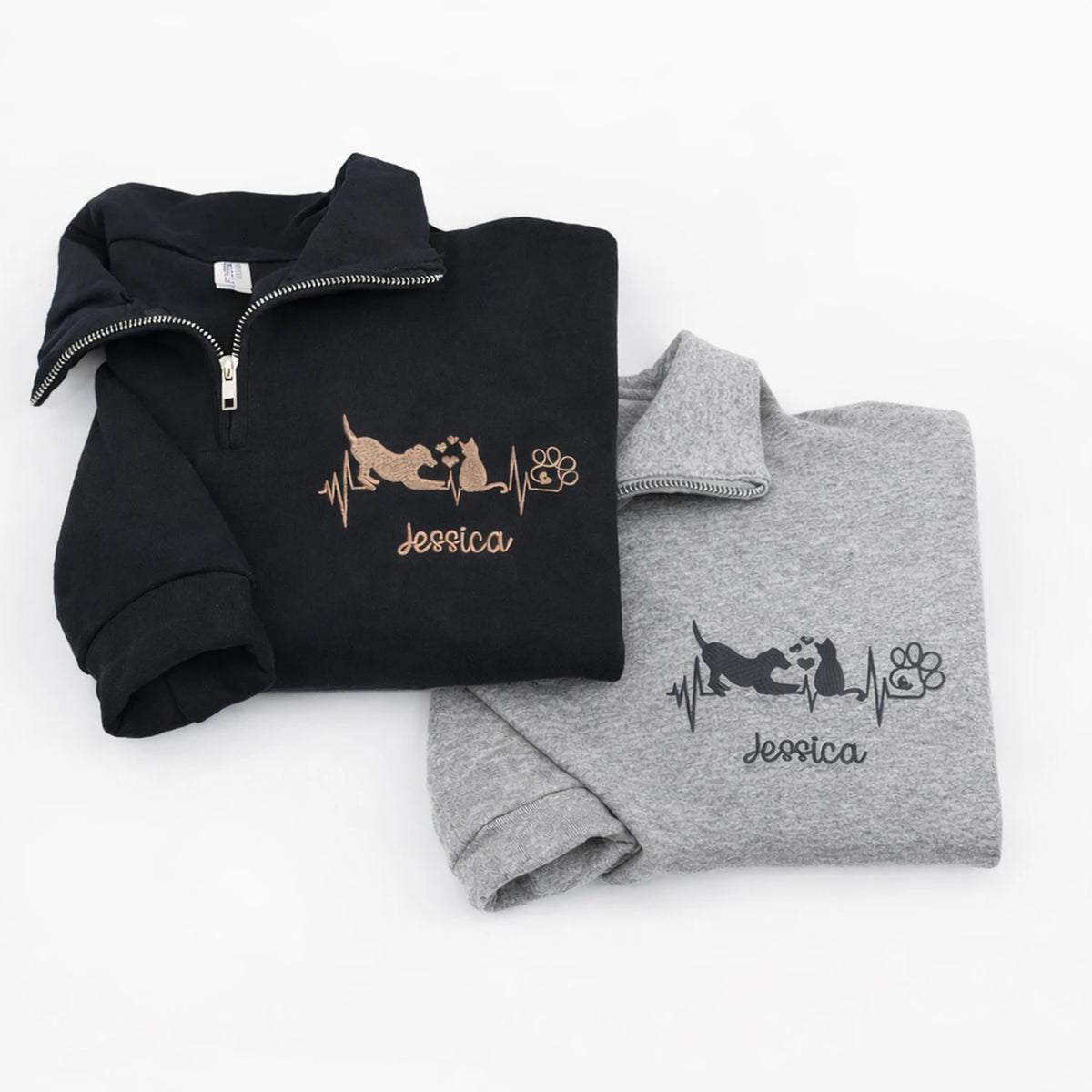Personalized Gift for Veterinarians Vet Week with Vet Tech Name Embroidered Quarter Zip Sweatshirt