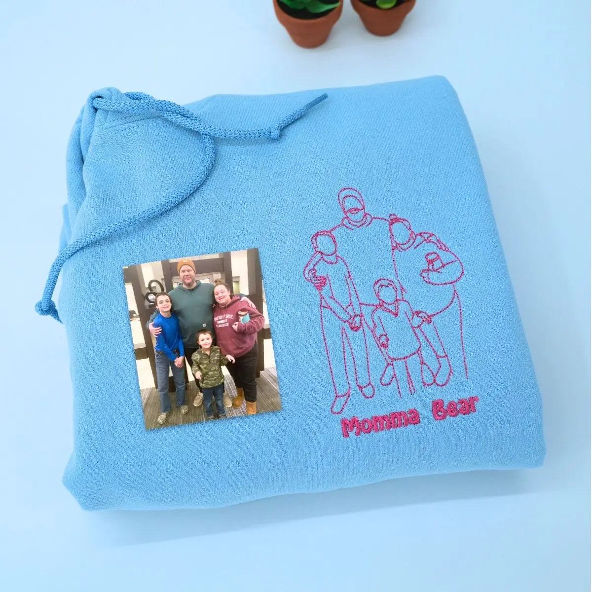 Custom embroidered sweatshirt with family photo – personalized gift for parents or grandparents