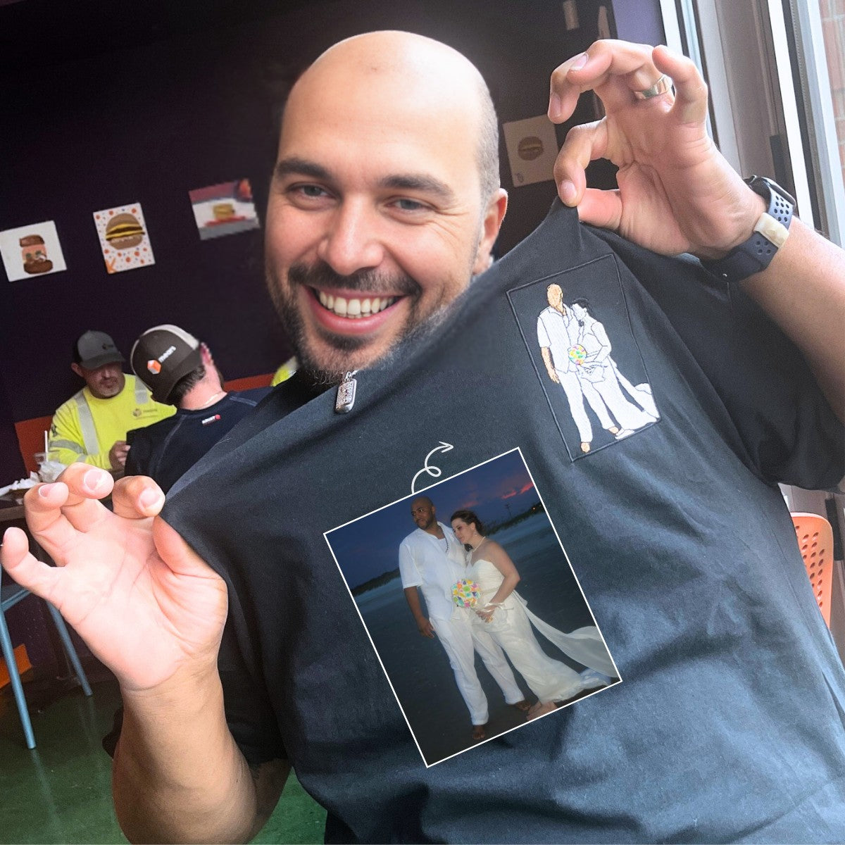 Custom embroidered sweatshirt with family photo – personalized gift for parents or grandparents