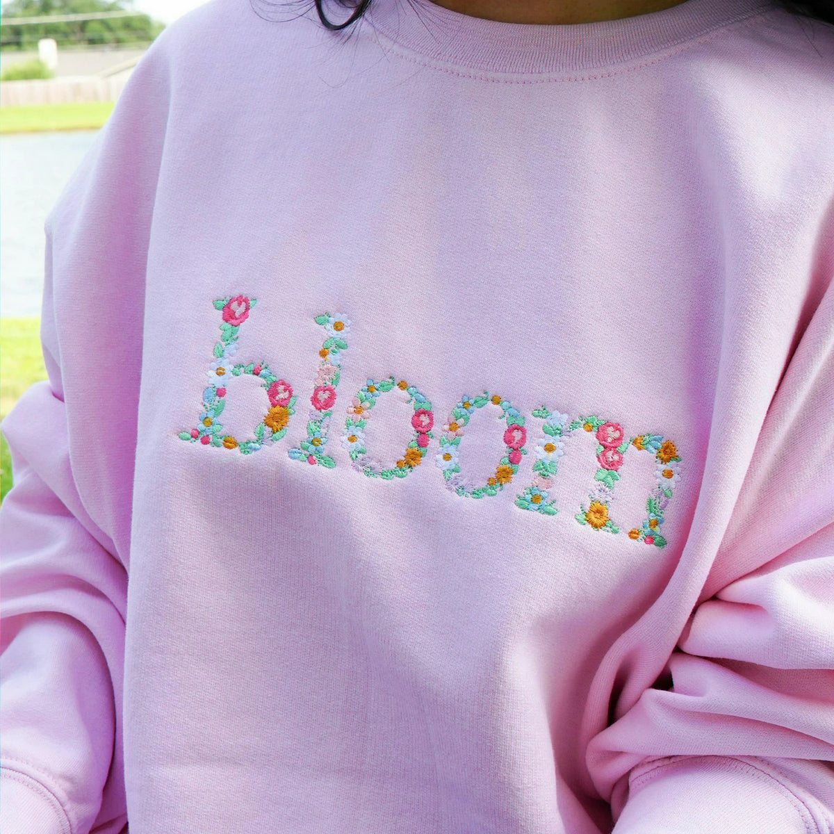 Custom Embroidered Floral Letter Sweatshirt, Personalized Valentine Gift for Her