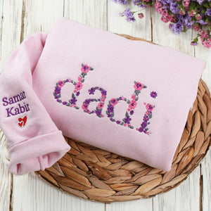 Custom Embroidered Floral Letter Sweatshirt, Personalized Valentine Gift for Her