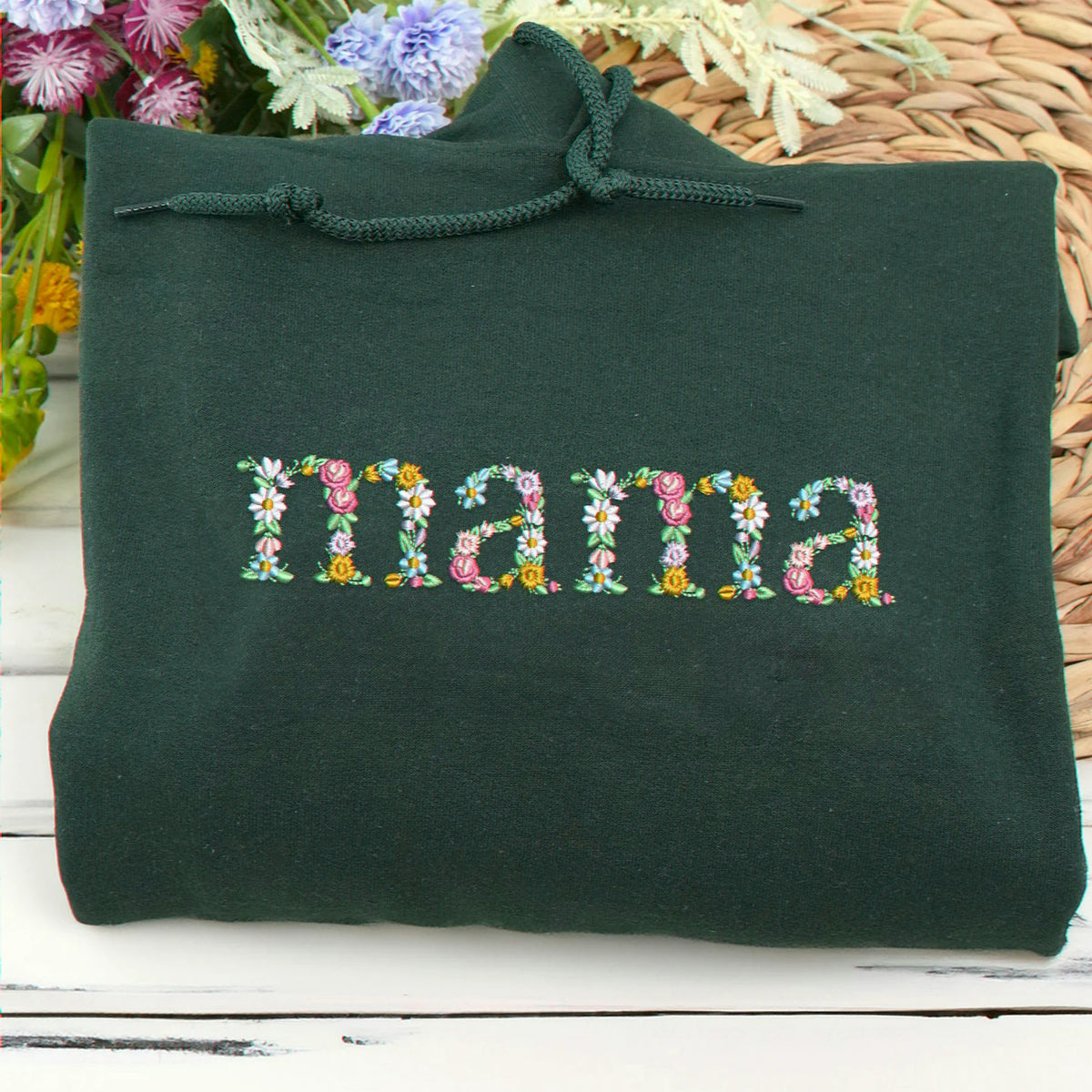 Custom Embroidered Floral Letter Sweatshirt, Personalized Valentine Gift for Her