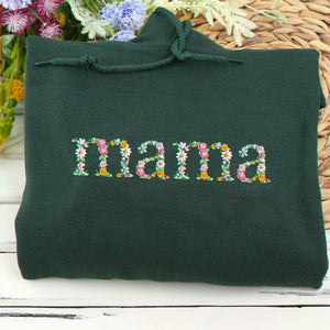 Custom Embroidered Floral Letter Sweatshirt, Personalized Valentine Gift for Her