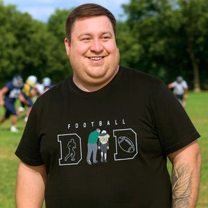ustom embroidered football dad shirt with photo portrait and name on sleeve
