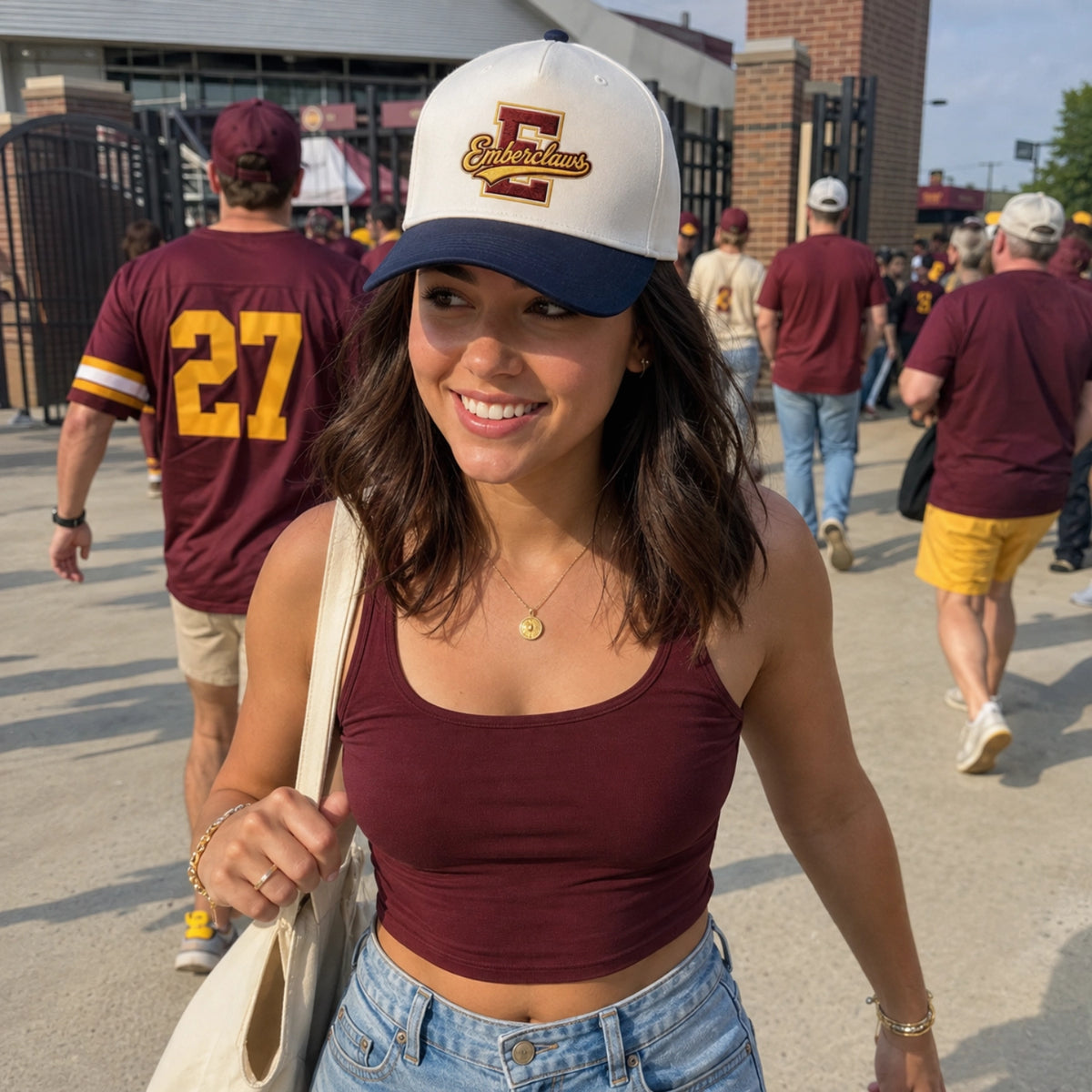 Custom Football Mascot Snapback Hats - Embroidered Retro Layered Team Spirits Caps, Game Day Apparel