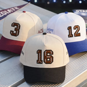 Custom Football Number Snapback Hats - Embroidered Your Text, Name, Logo on Front, Side & Back